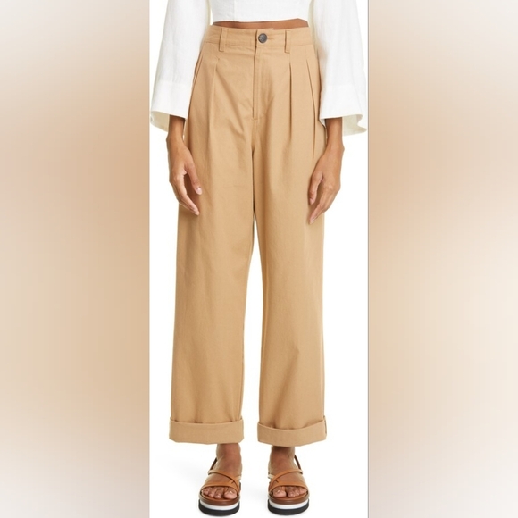Mara Hoffman Monte Pants Recycled Cotton Trousers Size 12 Khaki - Picture 1 of 7